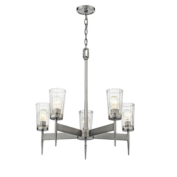 Flair Antique Nickel 5 Light Chandelier - Chandeliers