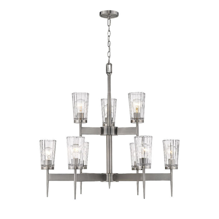 Flair Antique Nickel 9 Light Chandelier - Chandeliers