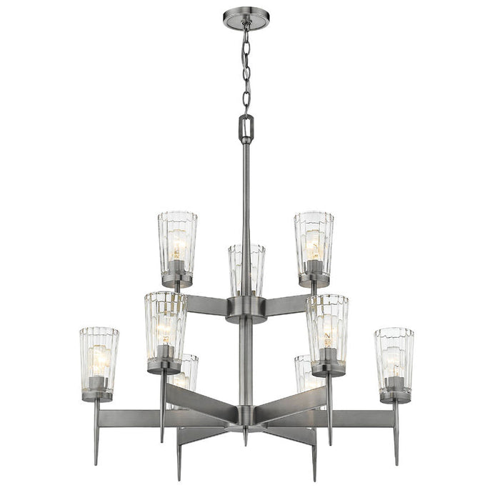 Flair Antique Nickel 9 Light Chandelier - Chandeliers