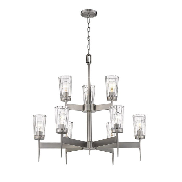 Flair Antique Nickel 9 Light Chandelier | theLightShop