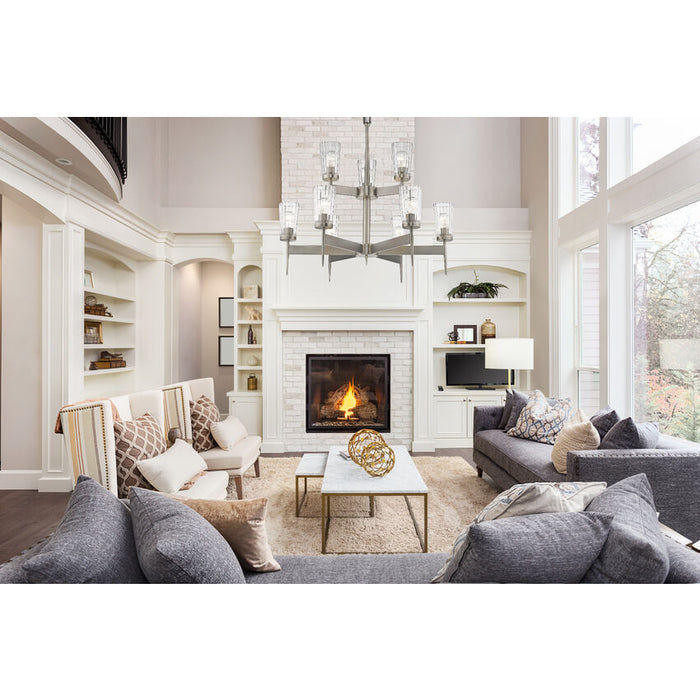 Flair Antique Nickel 9 Light Chandelier - Chandeliers