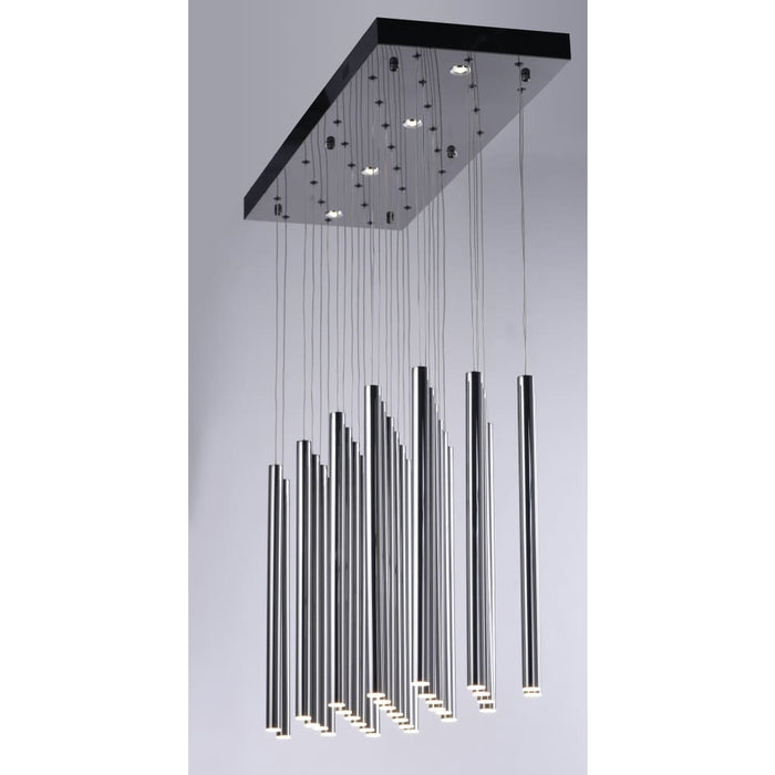 Flute Black Chrome LED Multi-Light Pendant - Pendants