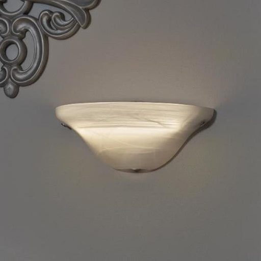 Frosted Marble Glass Half Moon Wireless Battery Operated LED Wall Sconce - Wireless Wall Sconce