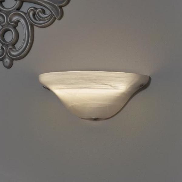 Frosted Marble Glass Half Moon Wireless Battery Operated LED Wall Sconce - Wireless Wall Sconce
