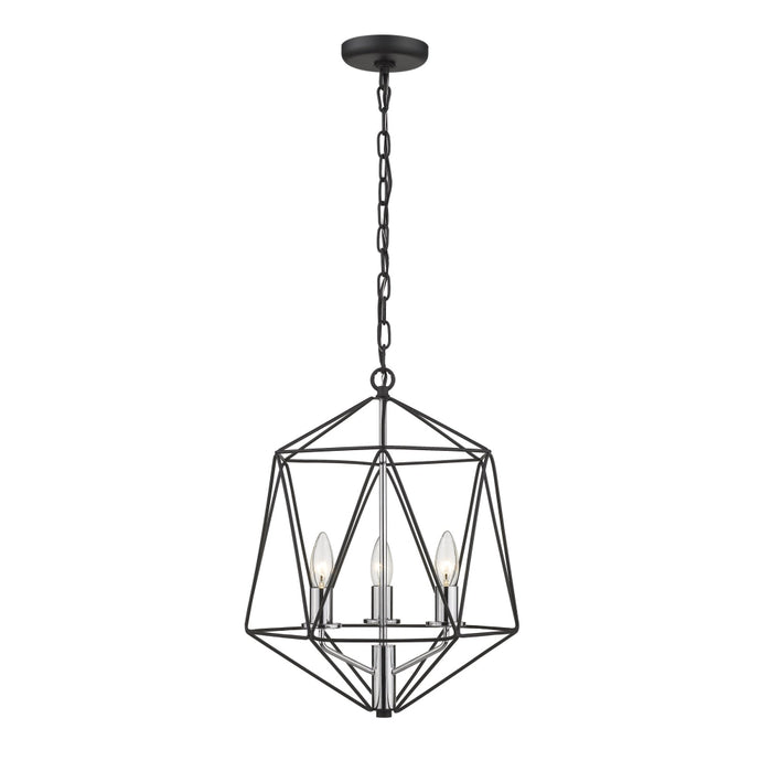 Geo Matte Black Chrome 3 Light Chandelier | theLightShop