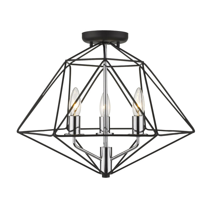 Geo Matte Black Chrome 3 Light Semi-Flushmount | theLightShop