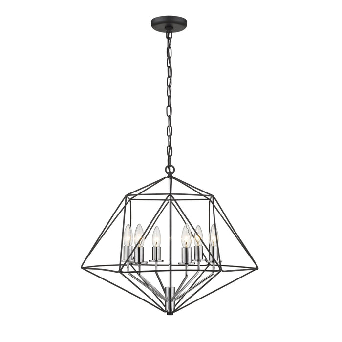 Geo Matte Black Chrome 6 Light Chandelier 918-22MB-CH | theLightShop
