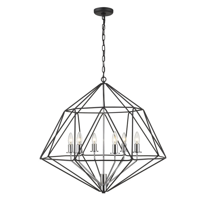 Geo Matte Black Chrome 6 Light Chandelier 918-30MB-CH | theLightShop