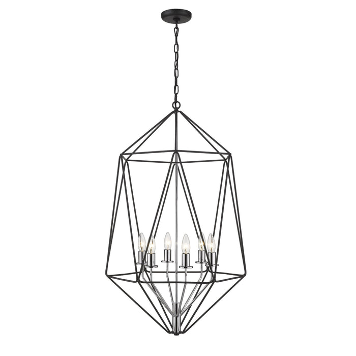 Geo Matte Black Chrome 6 Light Chandelier 918-35MB-CH | theLightShop