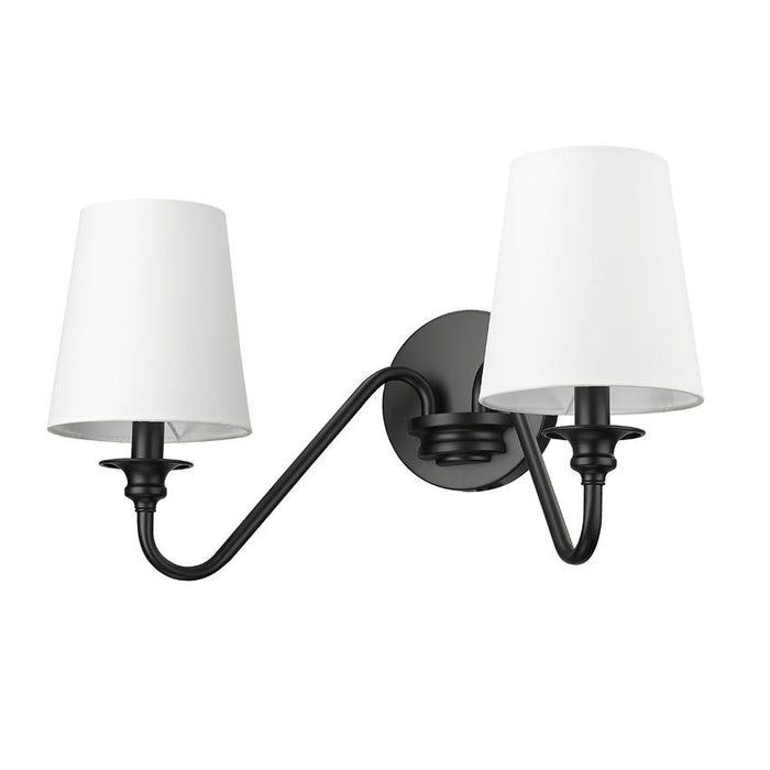 Gianna Matte Black 2 Light Wall Sconce Z-Lite 7509-2S-MB | theLightShop