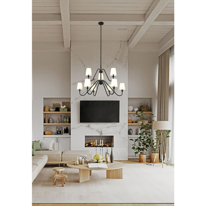 Gianna Matte Black 5 Light 46 Inch Two-Tier Chandelier Z-Lite 7509-9-46MB | theLightShop
