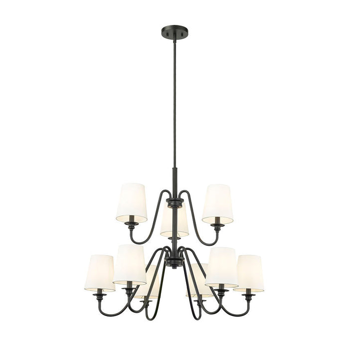 Gianna Matte Black 9 Light 32 Inch Two-Tier Chandelier Z-Lite 7509-9-32MB | theLightShop