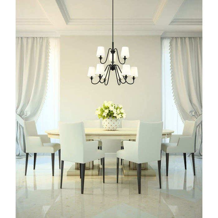 Gianna Matte Black 9 Light 32 Inch Two-Tier Chandelier Z-Lite 7509-9-32MB | theLightShop