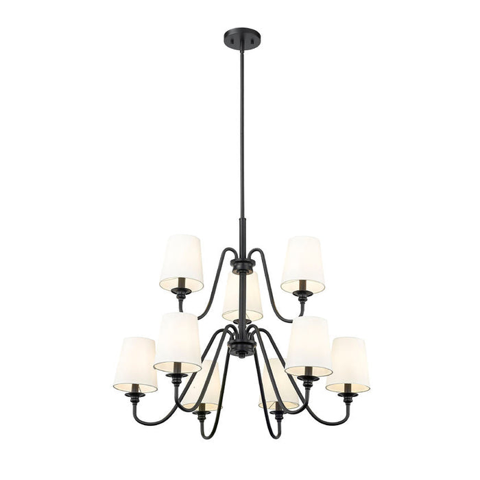 Gianna Matte Black 9 Light 32 Inch Two-Tier Chandelier Z-Lite 7509-9-32MB | theLightShop