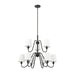 Gianna Matte Black 9 Light 32 Inch Two-Tier Chandelier Z-Lite 7509-9-32MB | theLightShop