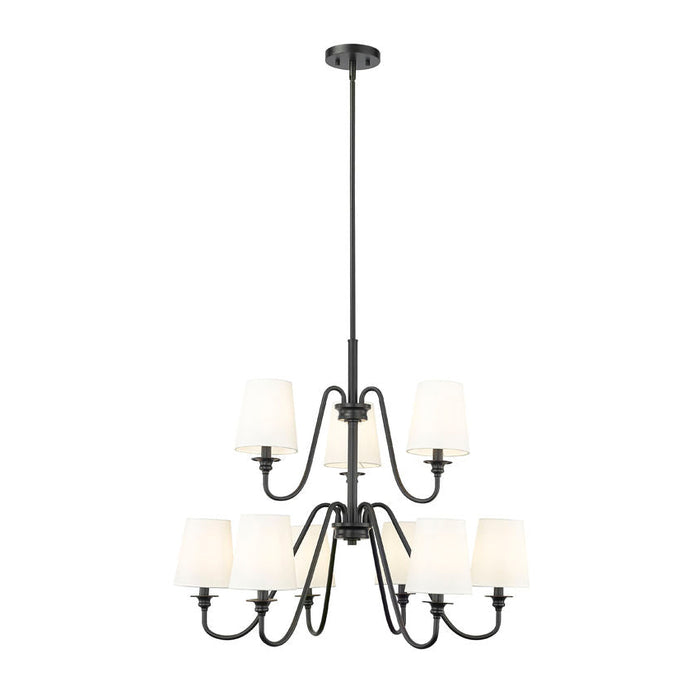 Gianna Matte Black 9 Light 32 Inch Two-Tier Chandelier Z-Lite 7509-9-32MB | theLightShop