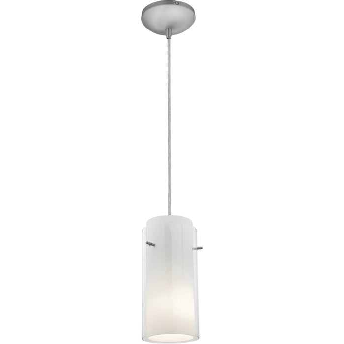 Glass`n Glass Cylinder Brushed Steel LED Pendant - Pendants