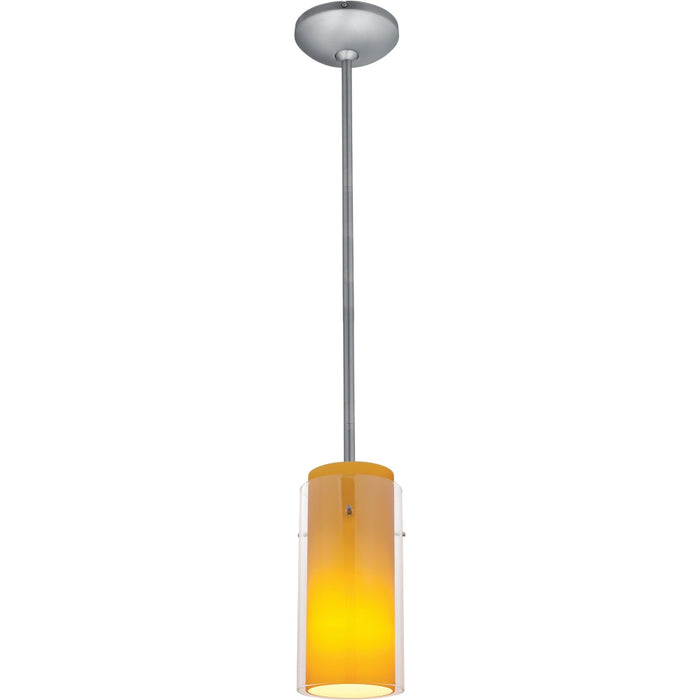 Glass`n Glass Cylinder Brushed Steel LED Pendant - Pendants