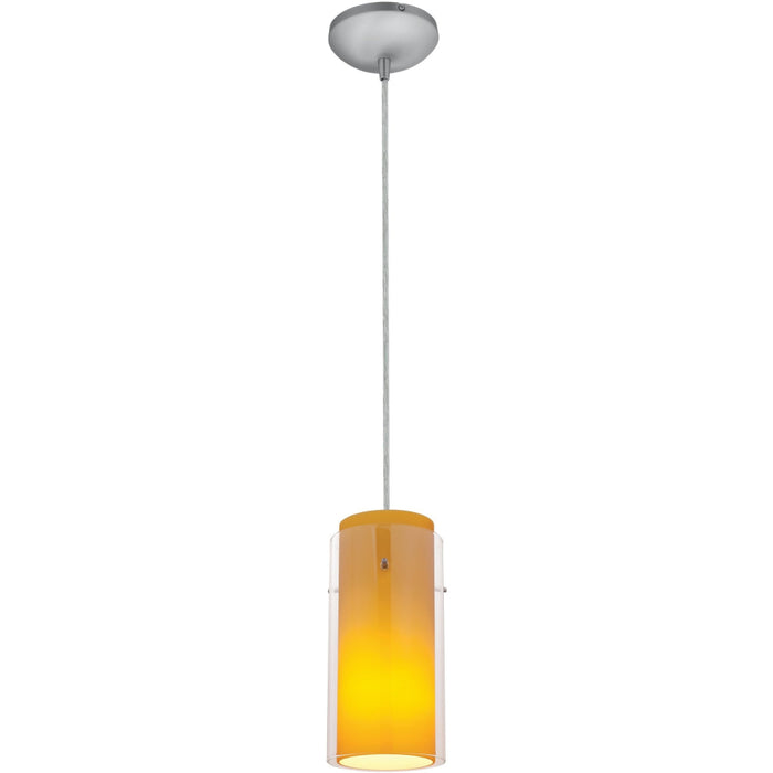 Glass`n Glass Cylinder Brushed Steel Pendant - Pendants