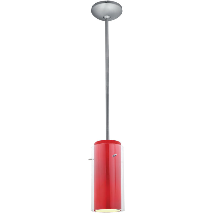 Glass`n Glass Cylinder Brushed Steel Pendant - Pendants