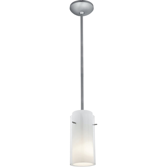 Glass`n Glass Cylinder Brushed Steel Pendant - Pendants