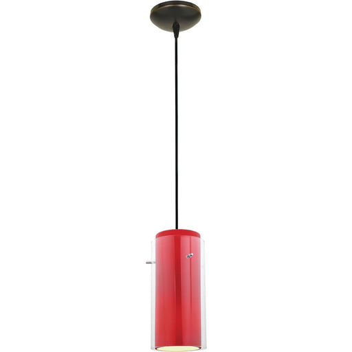 Glass`n Glass Cylinder Oil Rubbed Bronze LED Pendant - Pendants