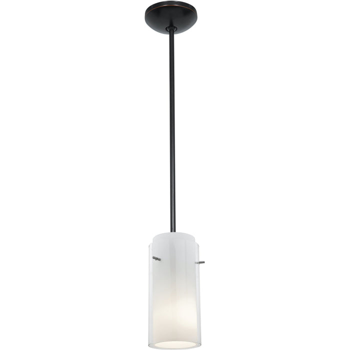 Glass`n Glass Cylinder Oil Rubbed Bronze LED Pendant - Pendants