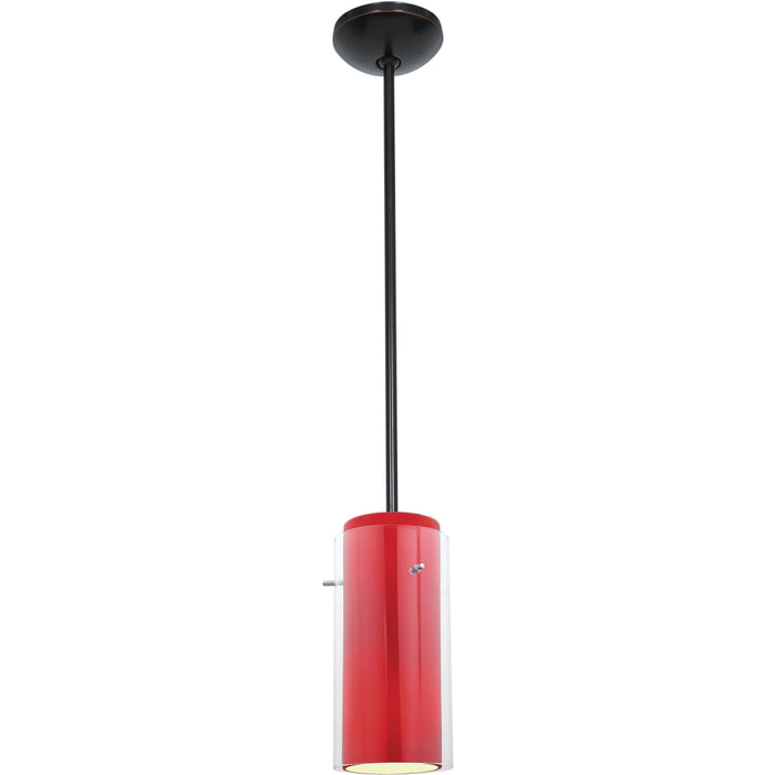 Glass`n Glass Cylinder Oil Rubbed Bronze LED Pendant - Pendants