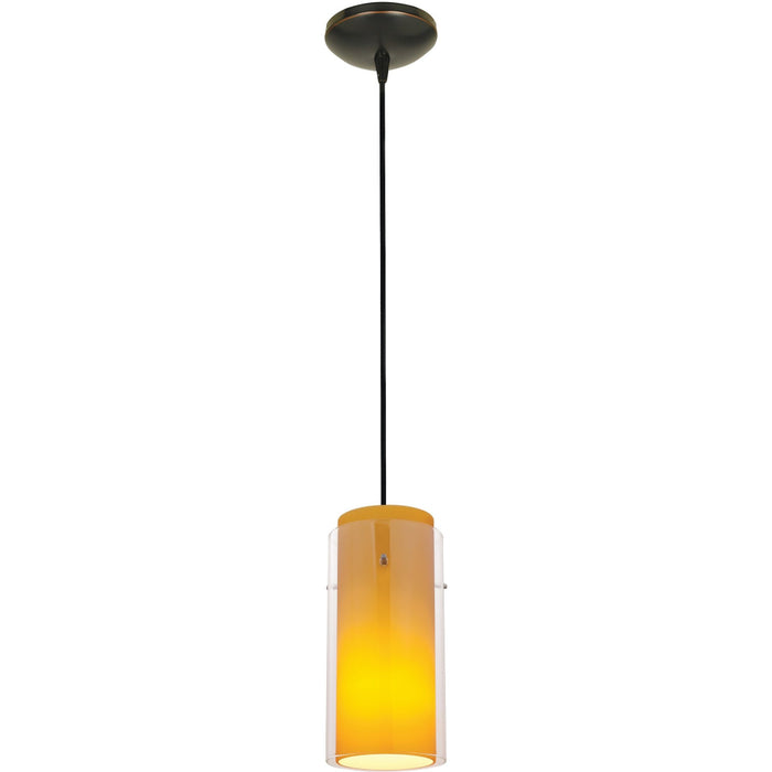 Glass`n Glass Cylinder Oil Rubbed Bronze Pendant - Pendants