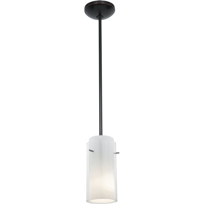 Glass`n Glass Cylinder Oil Rubbed Bronze Pendant - Pendants