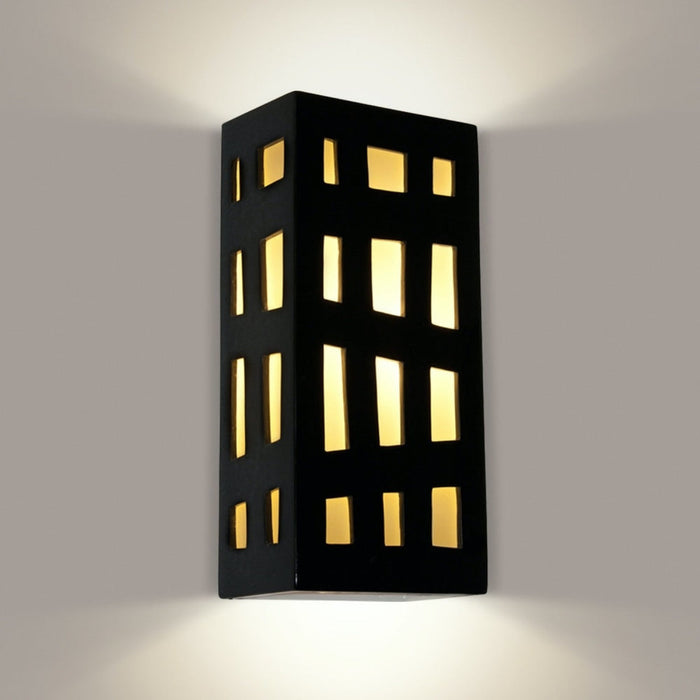 Grid Black Gloss and White Frost Wall Sconce - Wall Sconce