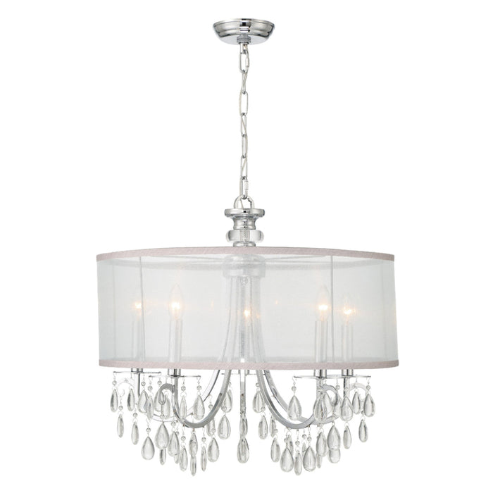 Hampton 5 Light Drum Shade Polished Chrome Chandelier - Chandeliers