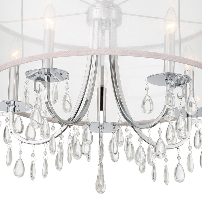 Hampton 5 Light Drum Shade Polished Chrome Chandelier - Chandeliers