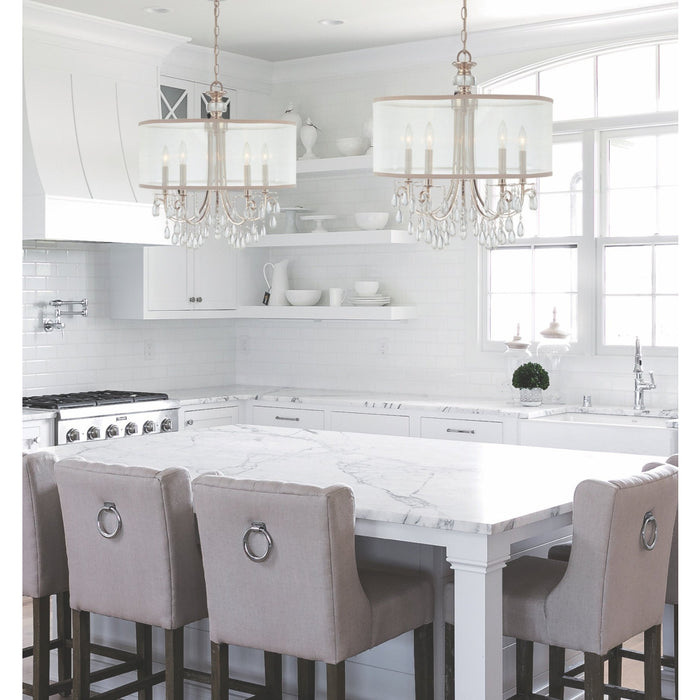 Hampton 5 Light Drum Shade Polished Chrome Chandelier - Chandeliers