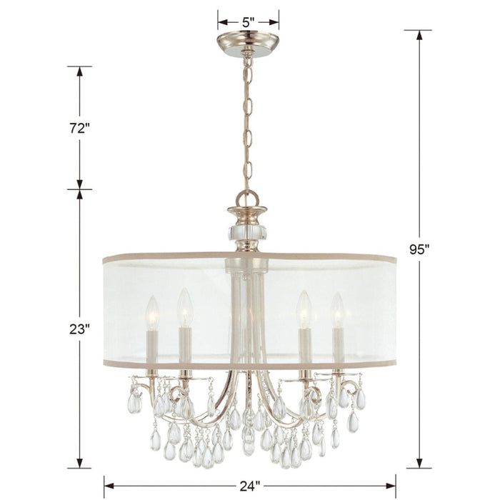 Hampton 5 Light Drum Shade Polished Chrome Chandelier - Chandeliers