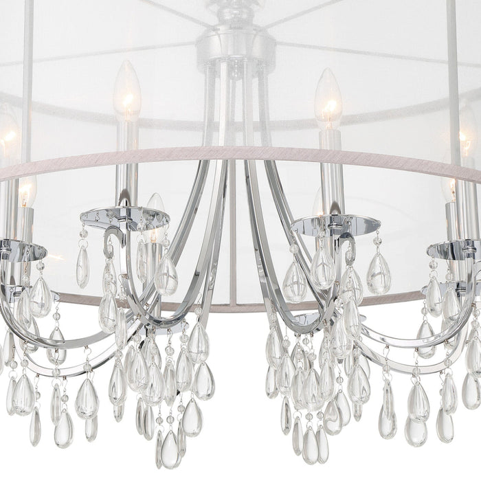Hampton 8 Light Drum Shade Polished Chrome Chandelier - Chandeliers