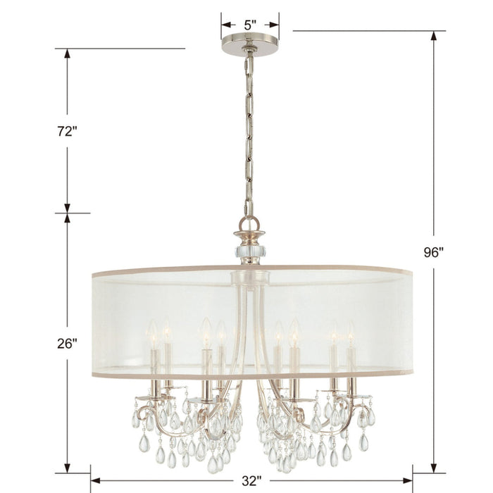 Hampton 8 Light Drum Shade Polished Chrome Chandelier - Chandeliers