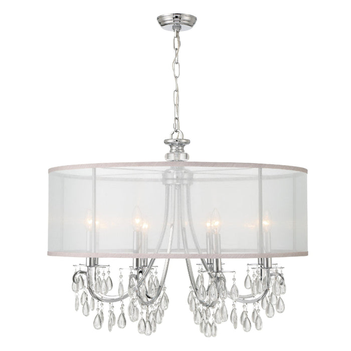 Hampton 8 Light Drum Shade Polished Chrome Chandelier - Chandeliers