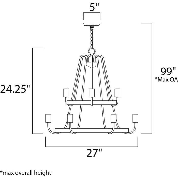 Haven Black / Satin Nickel Chandelier - Chandeliers