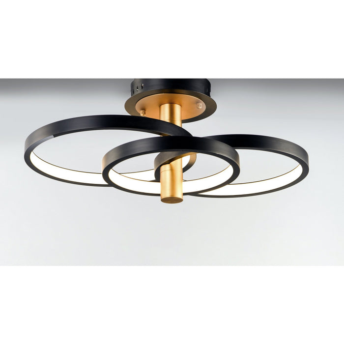 Hoopla Black / Gold LED Semi-Flush Mount - Semi-Flushmounts