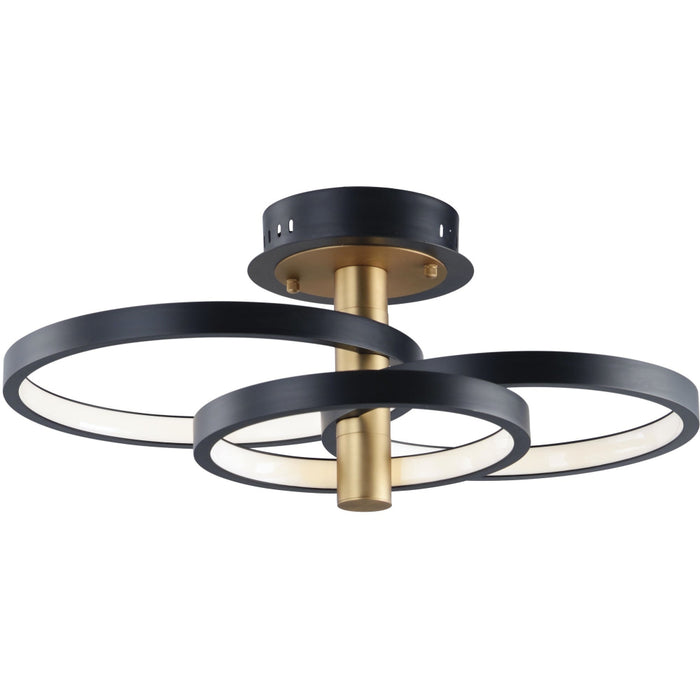 Hoopla Black / Gold LED Semi-Flush Mount - Semi-Flushmounts