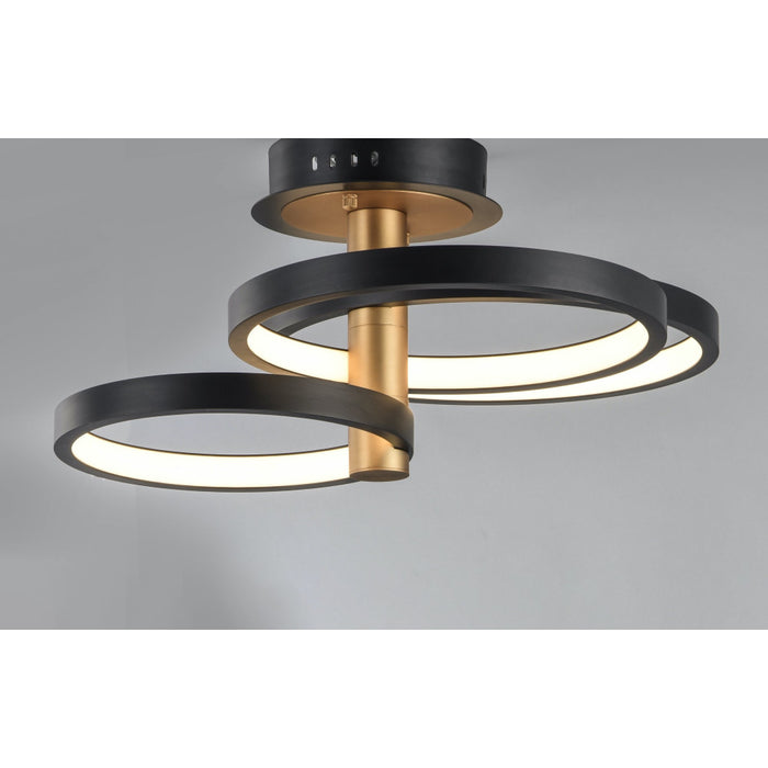 Hoopla Black / Gold LED Semi-Flush Mount - Semi-Flushmounts