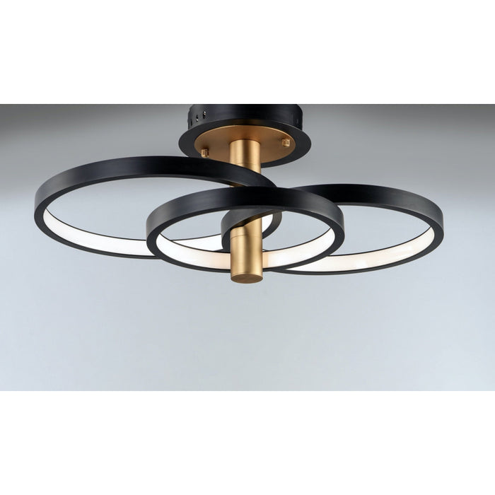 Hoopla Black / Gold LED Semi-Flush Mount - Semi-Flushmounts