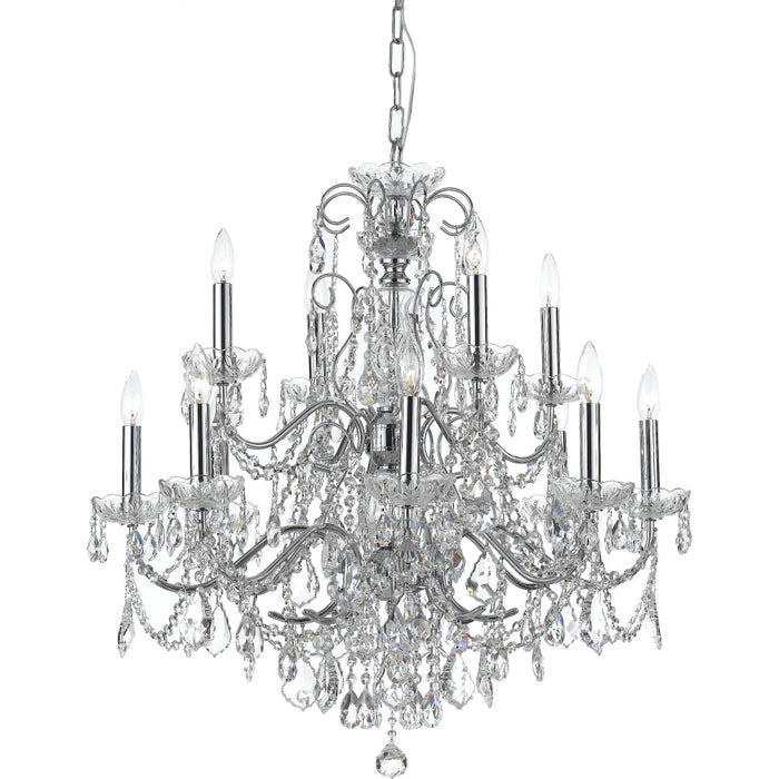 Imperial 12 Light Italian Crystal Polished Chrome Chandelier - Chandeliers