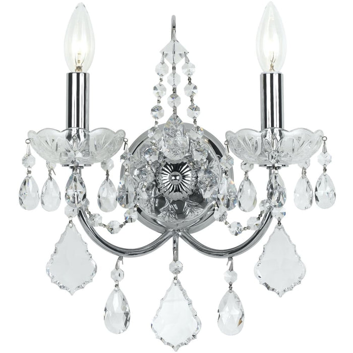 Imperial 2 Light Swarovski Strass Crystal Polished Chrome Sconce - Wall Sconce