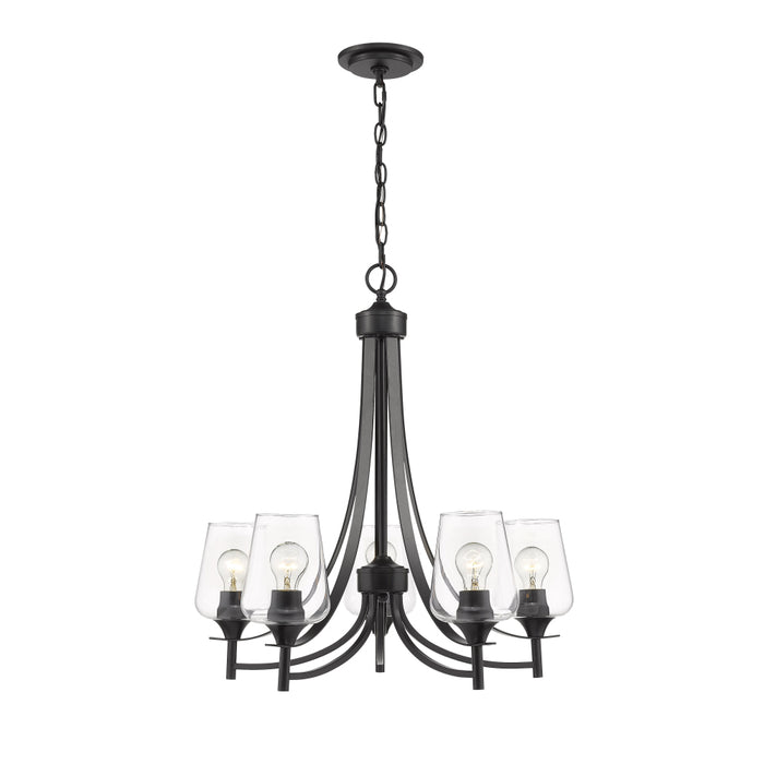 Joliet Matte Black 5 Light Chandelier | theLightShop