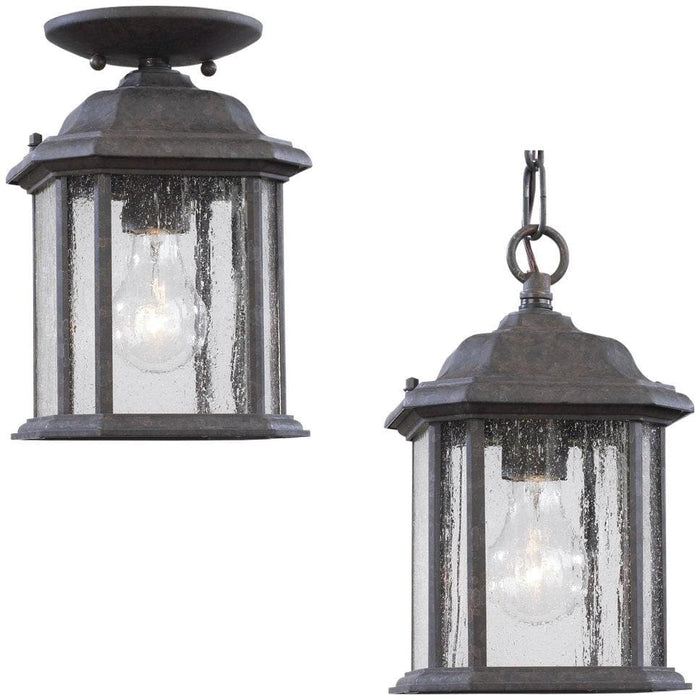 Kent Oxford Bronze Outdoor Semi-Flush Mount Convertible Pendant - Outdoor Convertible Pendant