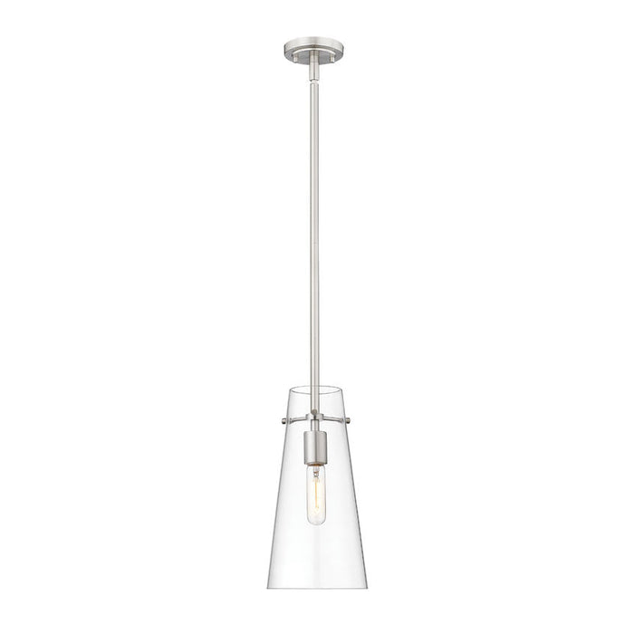 Kira Brushed Nickel 1 Light Rod 13 Inch Pendant Z-Lite 7508P-ROD-BN | theLightShop