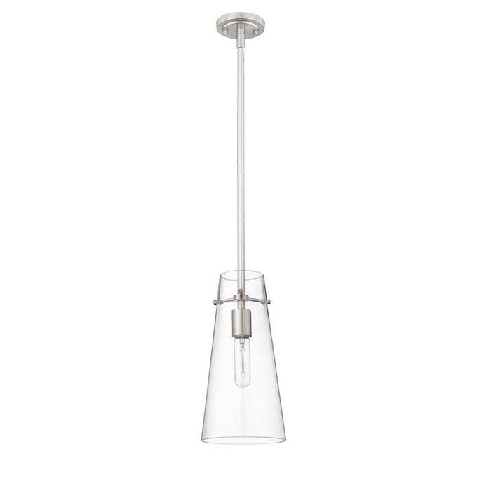 Kira Brushed Nickel 1 Light Rod 13 Inch Pendant Z-Lite 7508P-ROD-BN | theLightShop