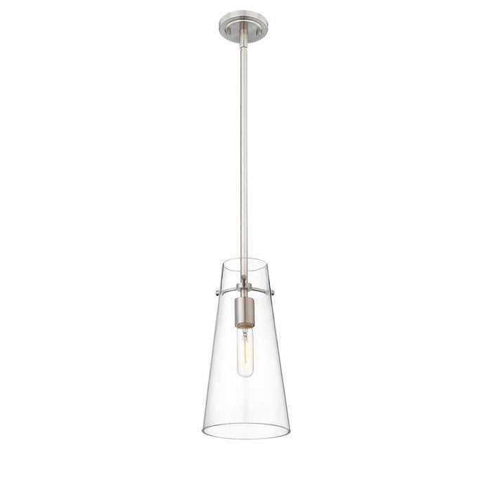 Kira Brushed Nickel 1 Light Rod 13 Inch Pendant Z-Lite 7508P-ROD-BN | theLightShop